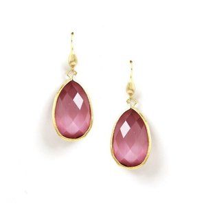 Bezel Set Teardrop Crystal Hook Dangle Earrings